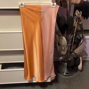 Cool colored midi slip skirt